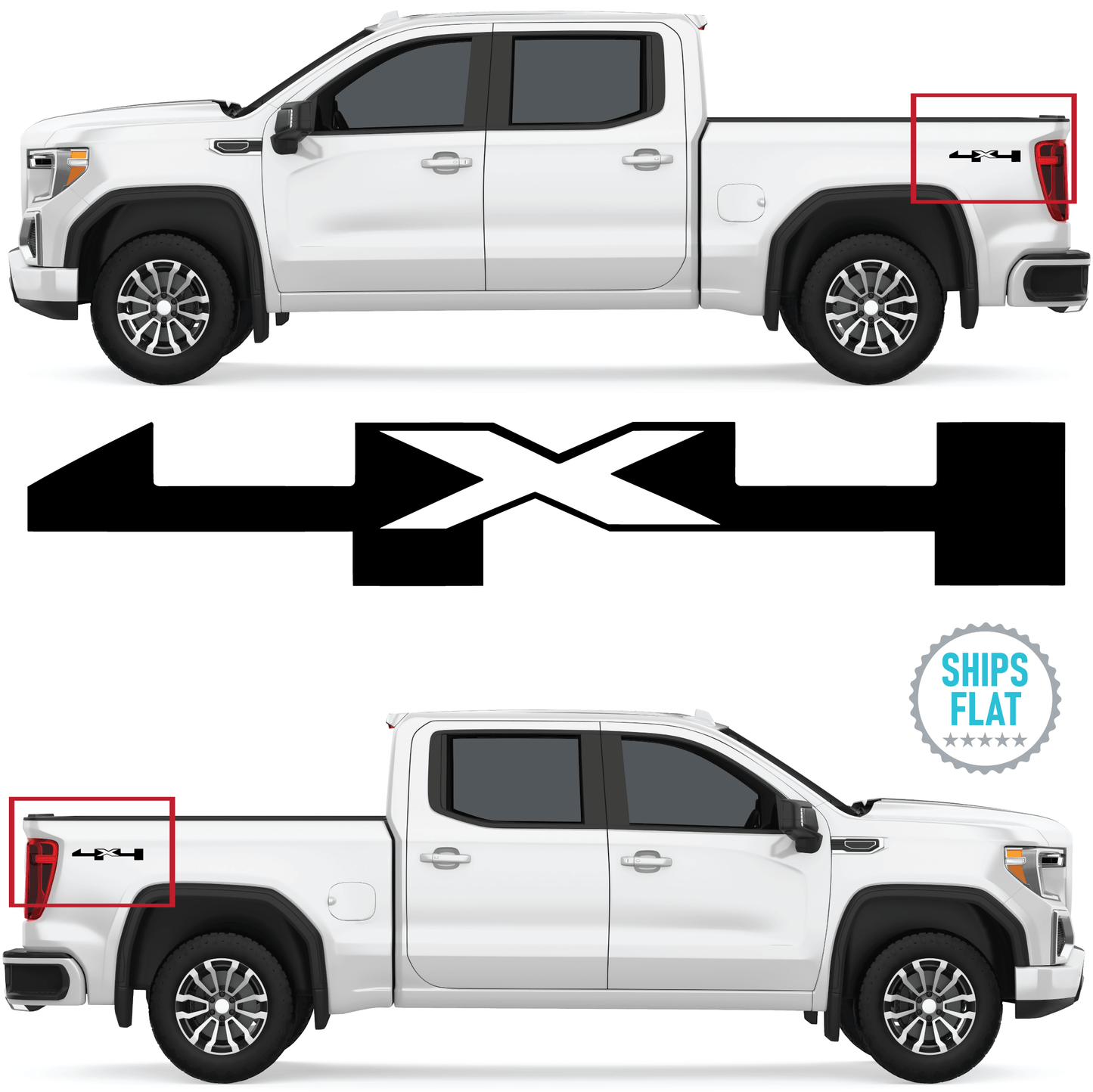 Shop Vinyl Design Silverado Trucks 4 x 4 Replacement Bedside Decals #00 Vehicle 001 Black Gloss Shop Vinyl Design decals stickers
