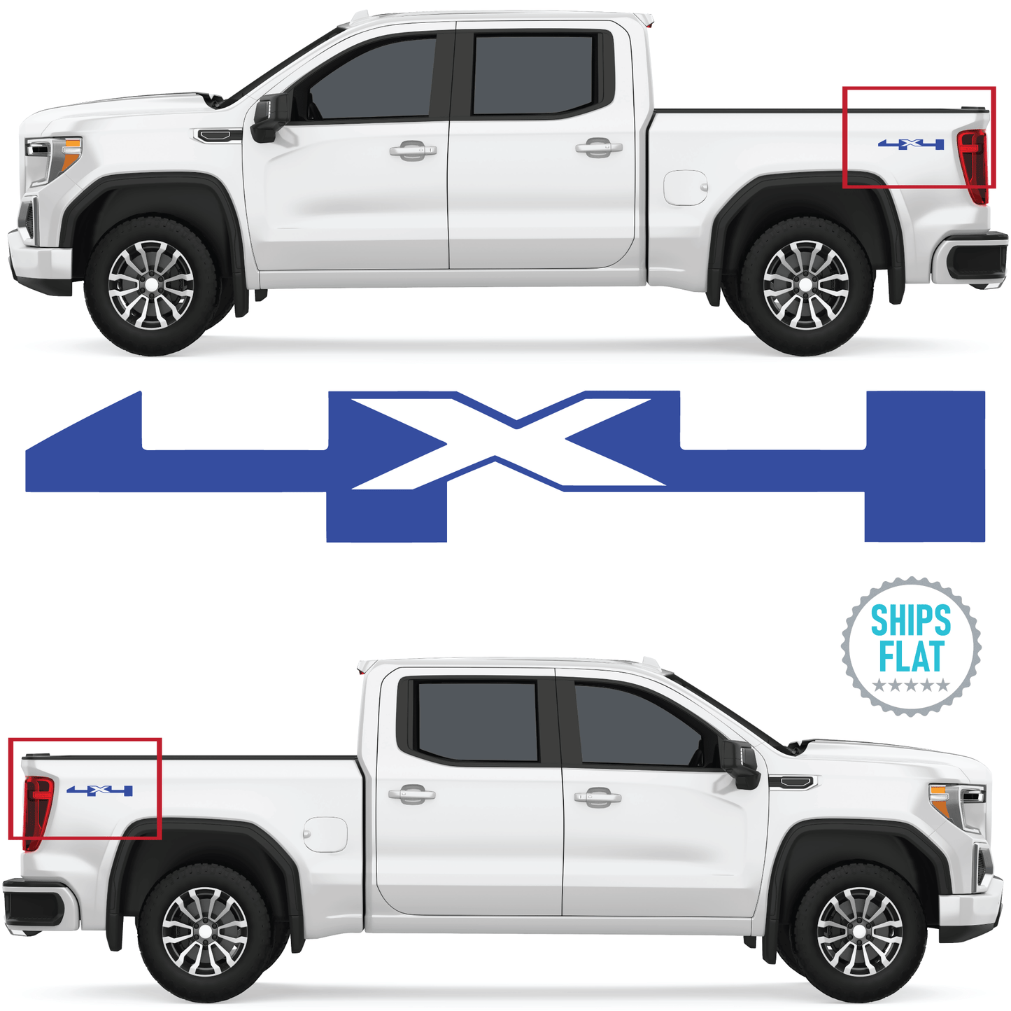 Shop Vinyl Design Silverado Trucks 4 x 4 Replacement Bedside Decals #00 Vehicle 001 Brilliant Blue Gloss Shop Vinyl Design decals stickers