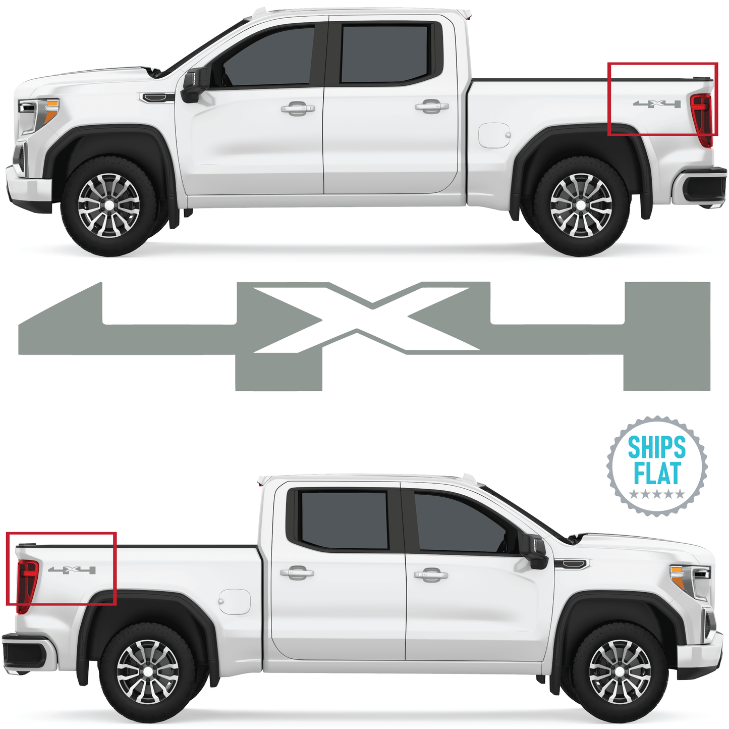 Shop Vinyl Design Silverado Trucks 4 x 4 Replacement Bedside Decals #00 Vehicle 001 Grey Gloss Shop Vinyl Design decals stickers