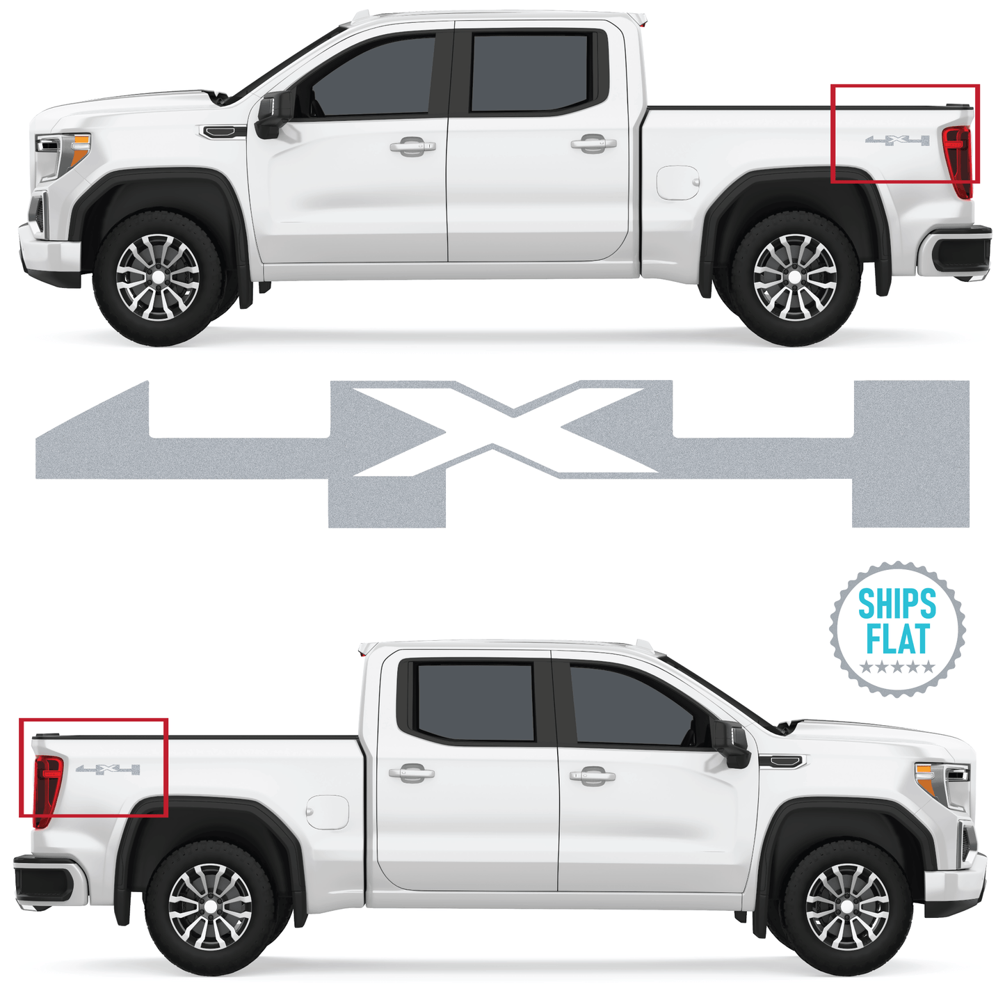 Shop Vinyl Design Silverado Trucks 4 x 4 Replacement Bedside Decals #00 Vehicle 001 Silver Metallic Shop Vinyl Design decals stickers