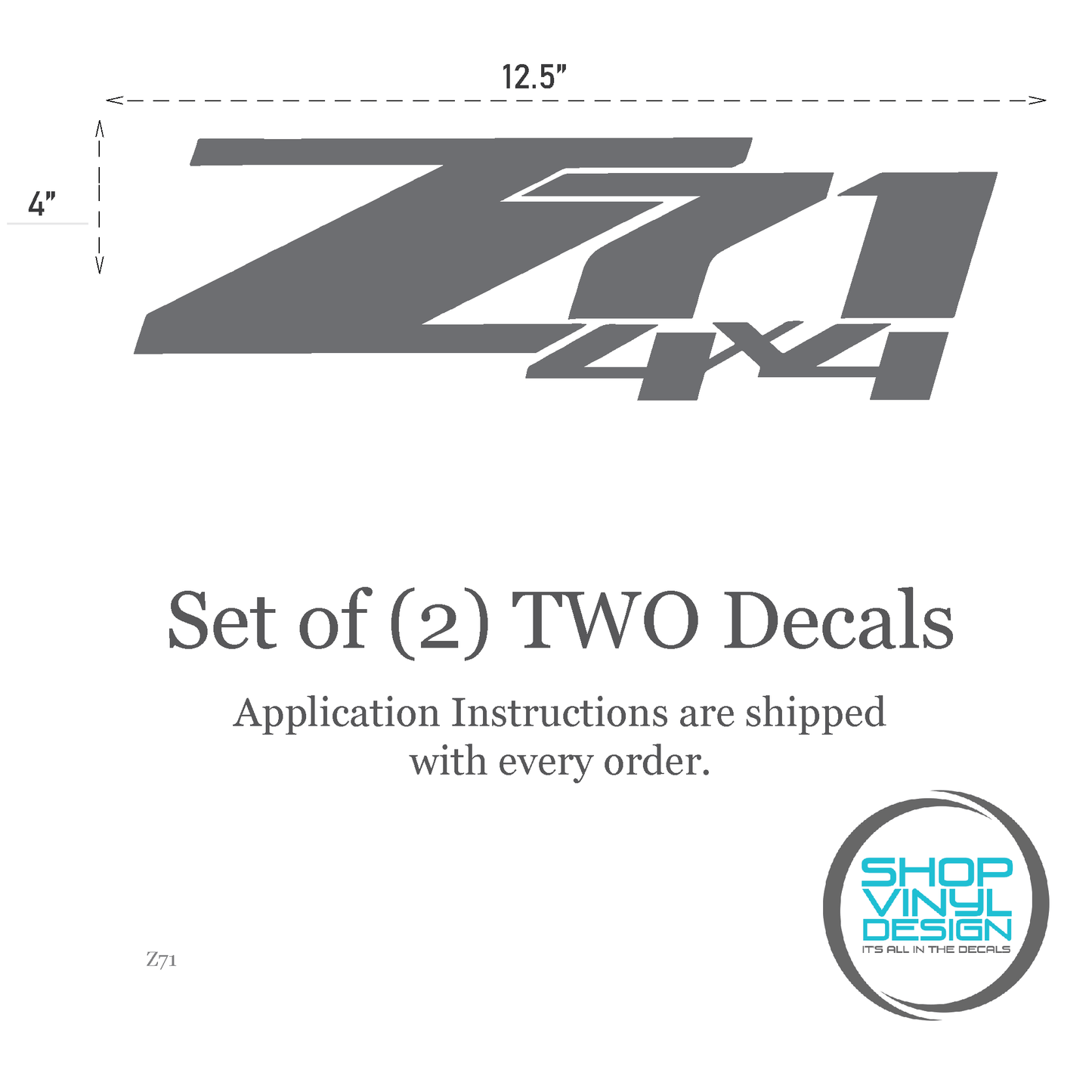 Shop Vinyl Design Silverado Z71 Trucks 4 x 4 Replacement Bedside Decals Vehicle Vinyl Graphic Decal Shop Vinyl Design decals stickers