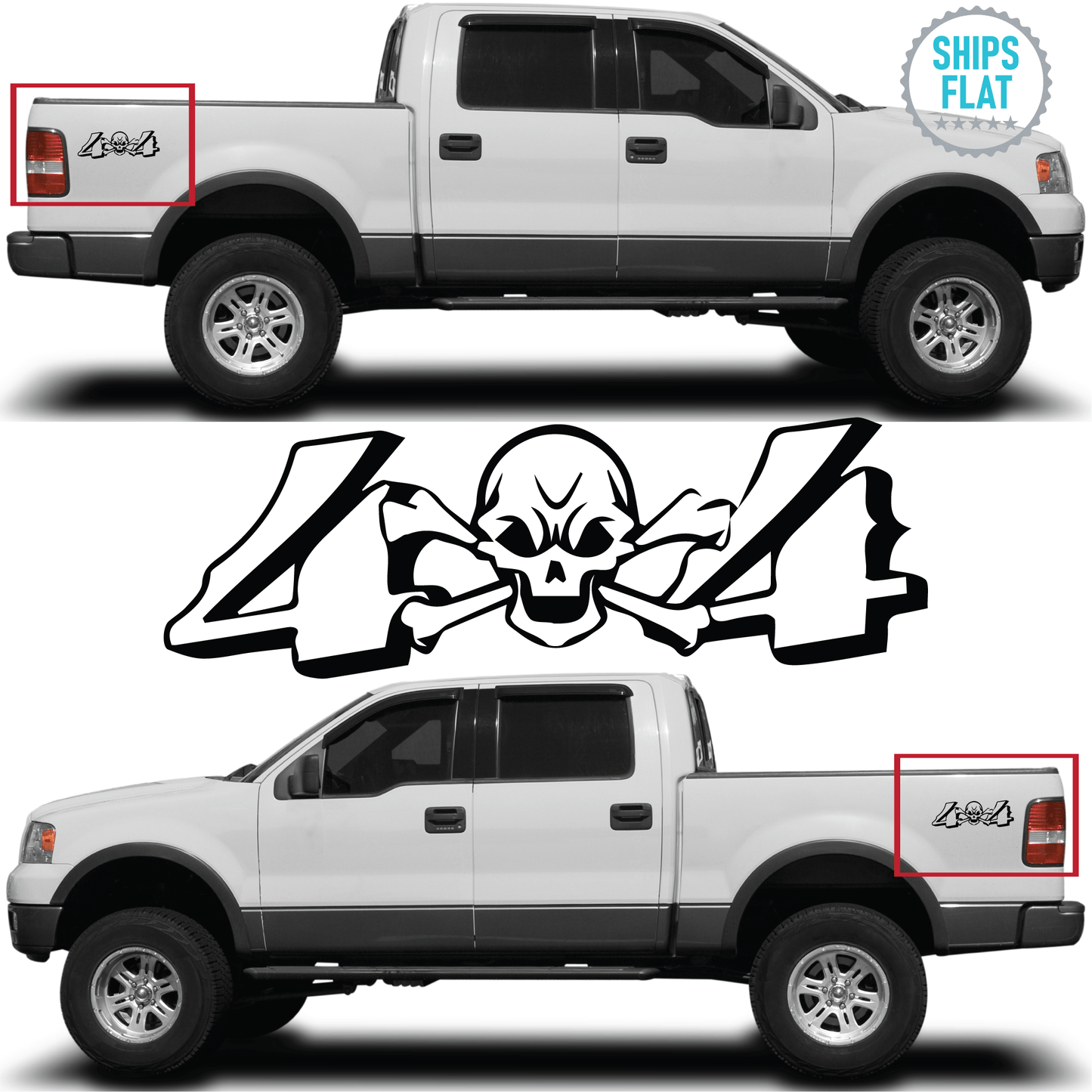Shop Vinyl Design Skull 4 x 4 Trucks Replacement Bedside Decals #26 Vehicle 001 Black Gloss Shop Vinyl Design decals stickers