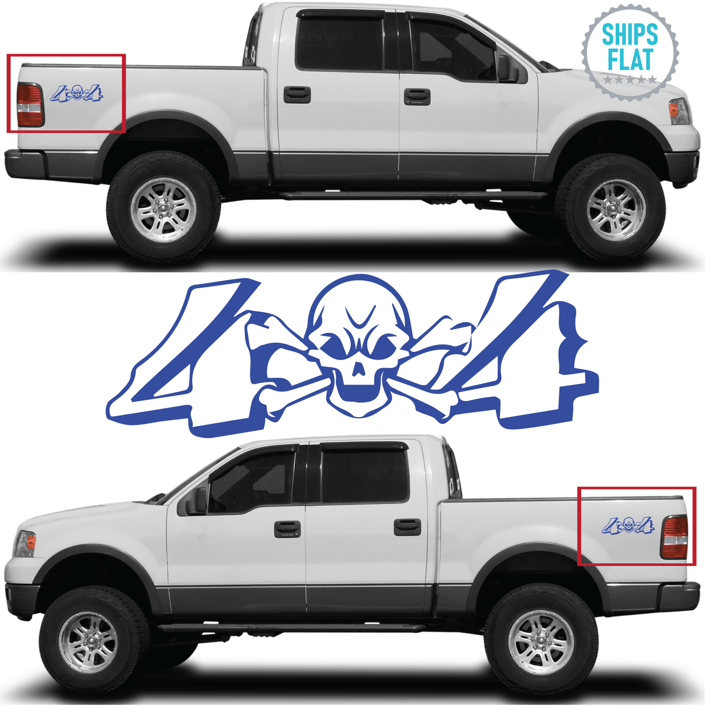 Shop Vinyl Design Skull 4 x 4 Trucks Replacement Bedside Decals #26 Vehicle 001 Brilliant Blue Gloss Shop Vinyl Design decals stickers