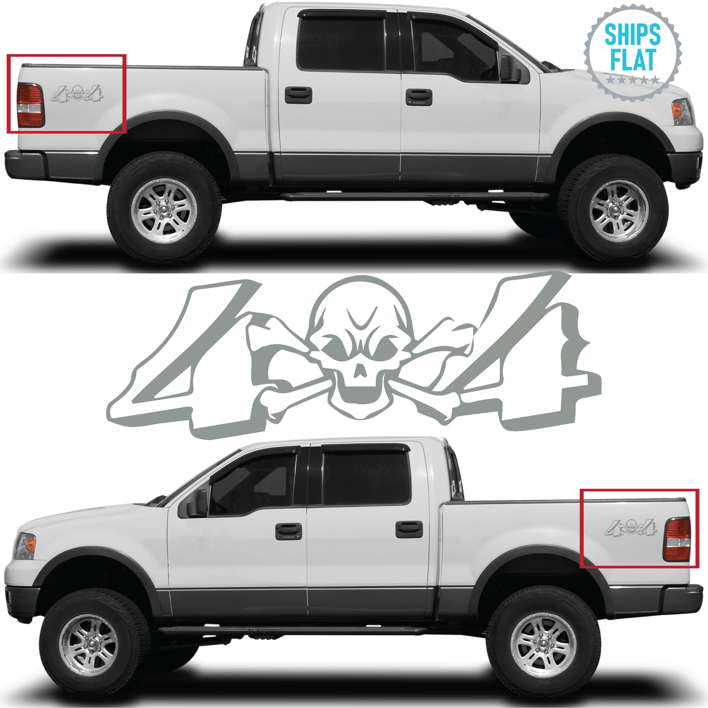Shop Vinyl Design Skull 4 x 4 Trucks Replacement Bedside Decals #26 Vehicle 001 Grey Gloss Shop Vinyl Design decals stickers