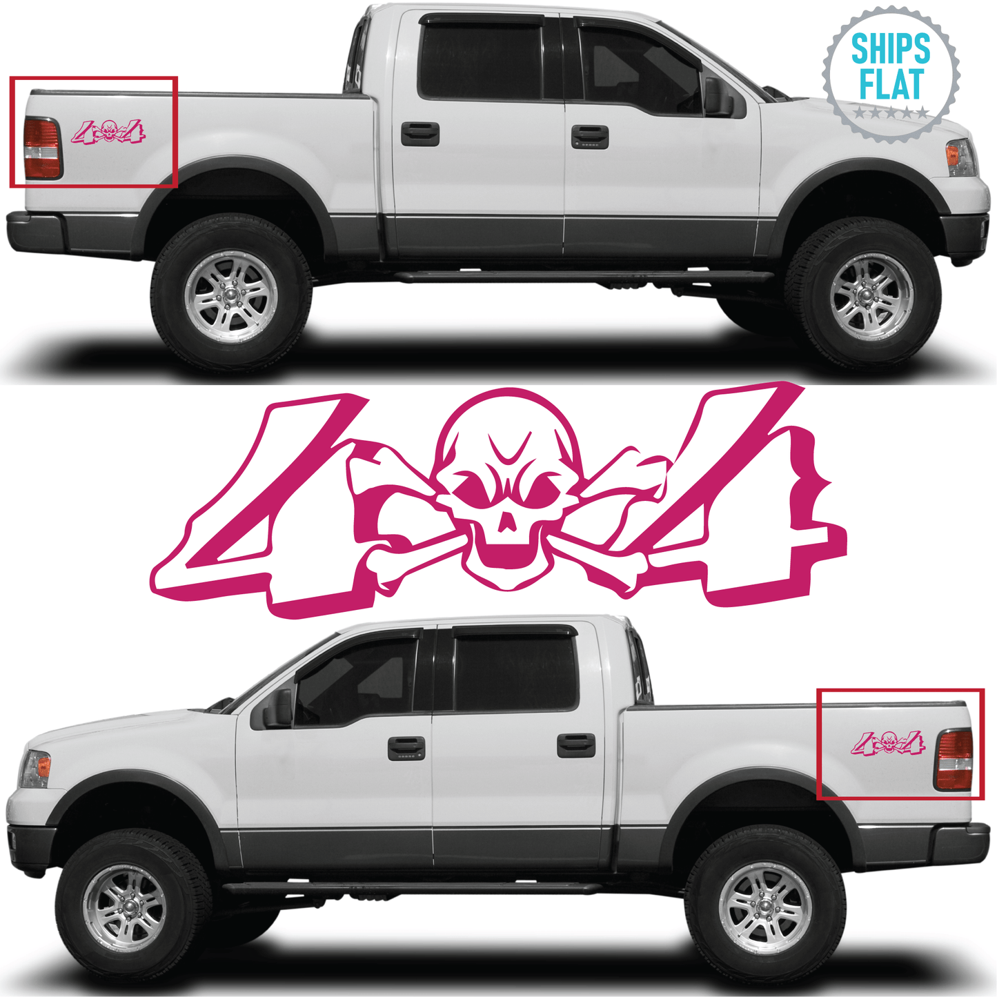 Shop Vinyl Design Skull 4 x 4 Trucks Replacement Bedside Decals #26 Vehicle 001 Hot Pink Gloss Shop Vinyl Design decals stickers
