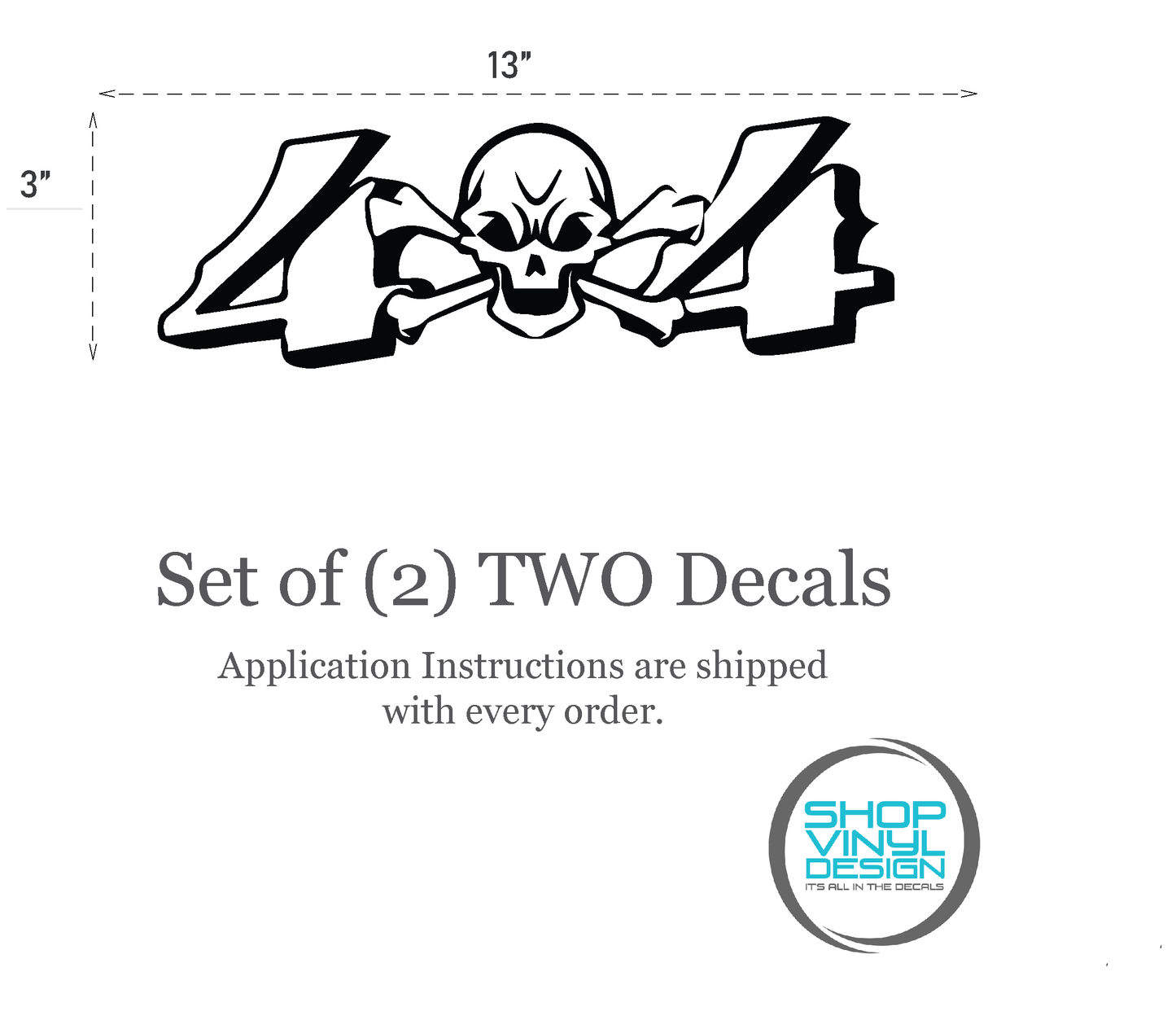 Shop Vinyl Design Skull 4 x 4 Trucks Replacement Bedside Decals #26 Vehicle 001 Shop Vinyl Design decals stickers