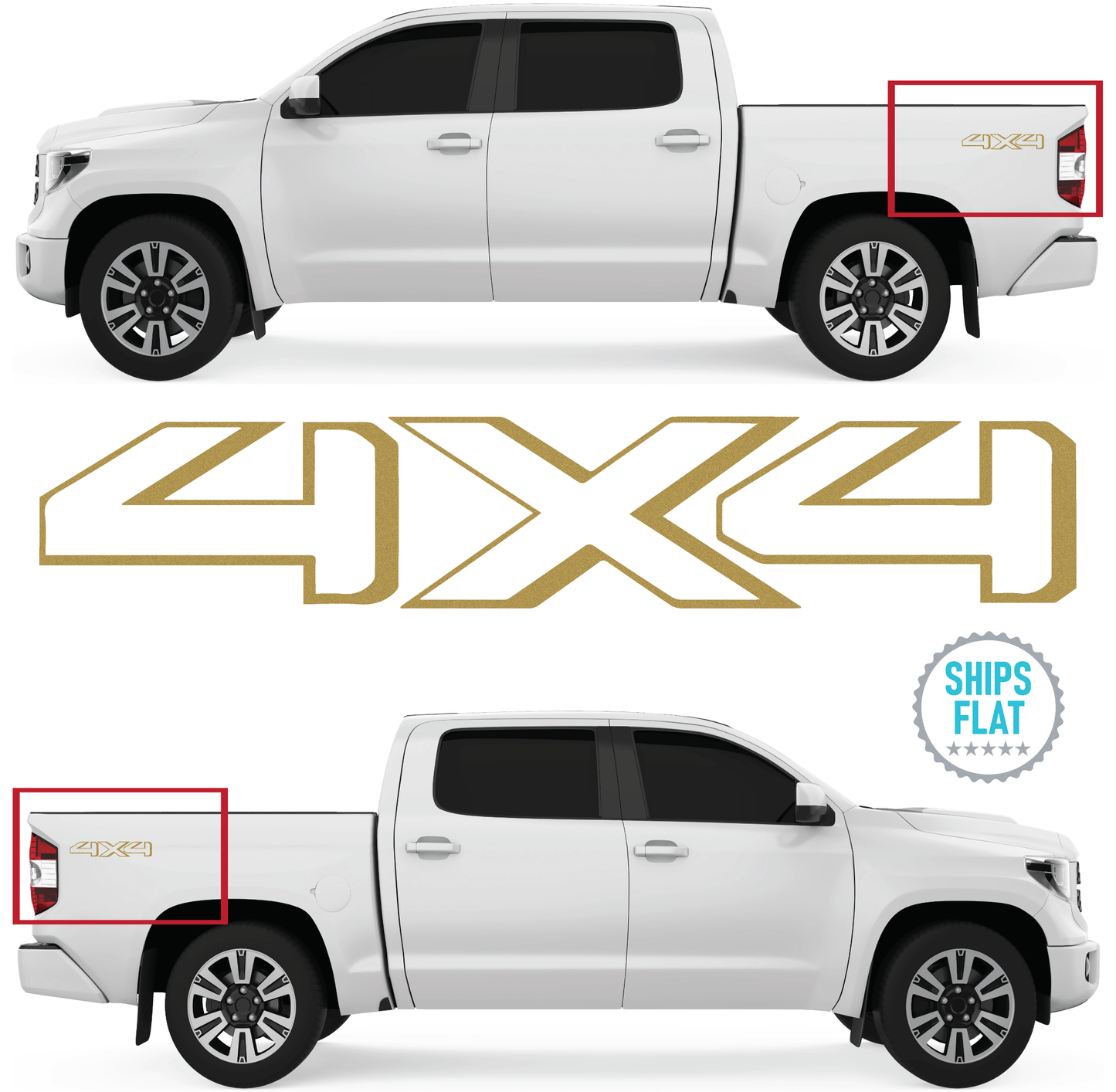 Shop Vinyl Design Tundra Trucks 4 x 4 Replacement Bedside Decals #19 Vehicle 001 Gold Metallic Shop Vinyl Design decals stickers