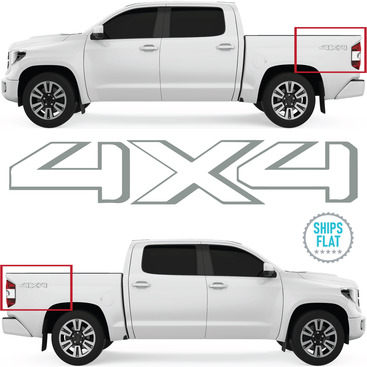 Shop Vinyl Design Tundra Trucks 4 x 4 Replacement Bedside Decals #19 Vehicle 001 Grey Gloss Shop Vinyl Design decals stickers