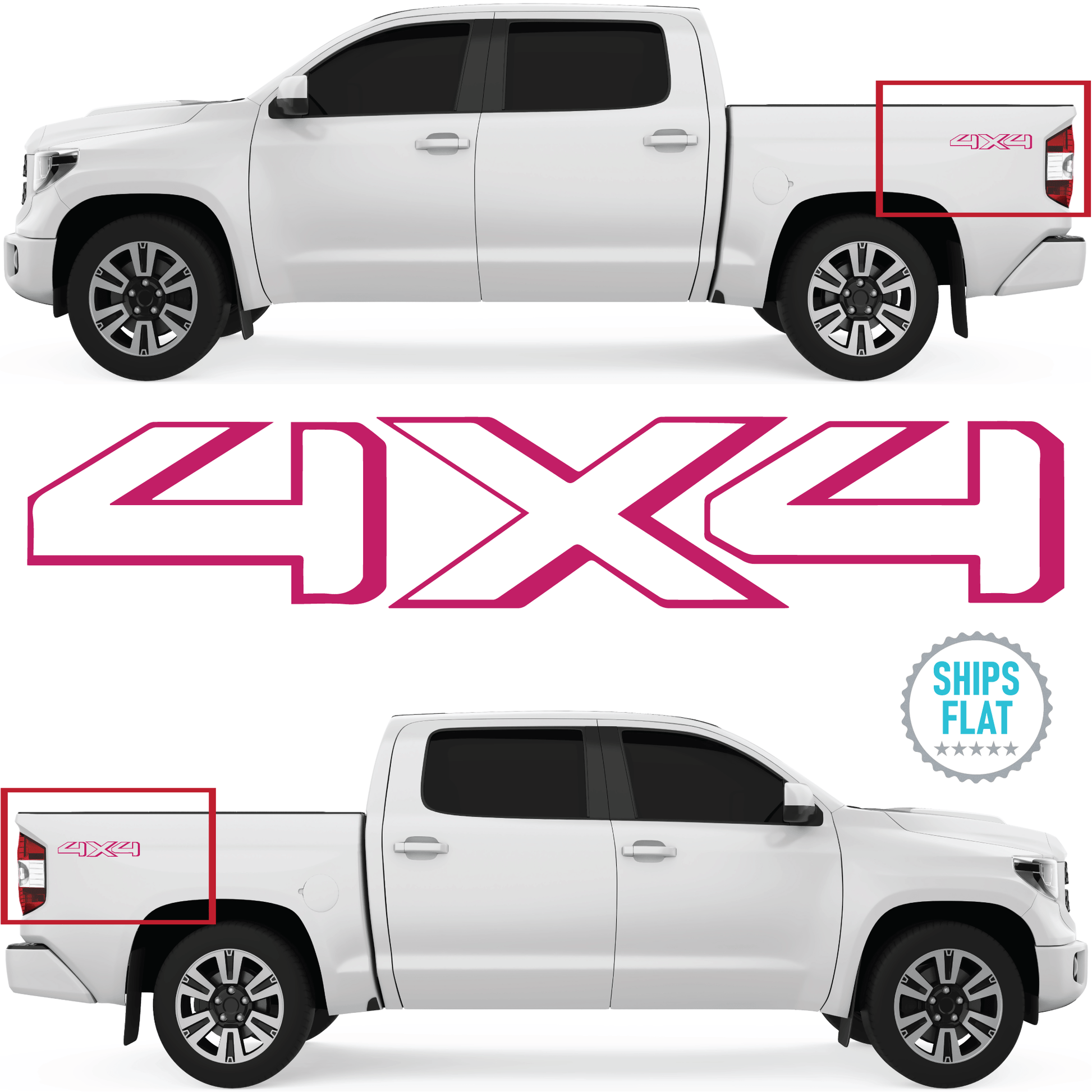 Shop Vinyl Design Tundra Trucks 4 x 4 Replacement Bedside Decals #19 Vehicle 001 Hot Pink Gloss Shop Vinyl Design decals stickers