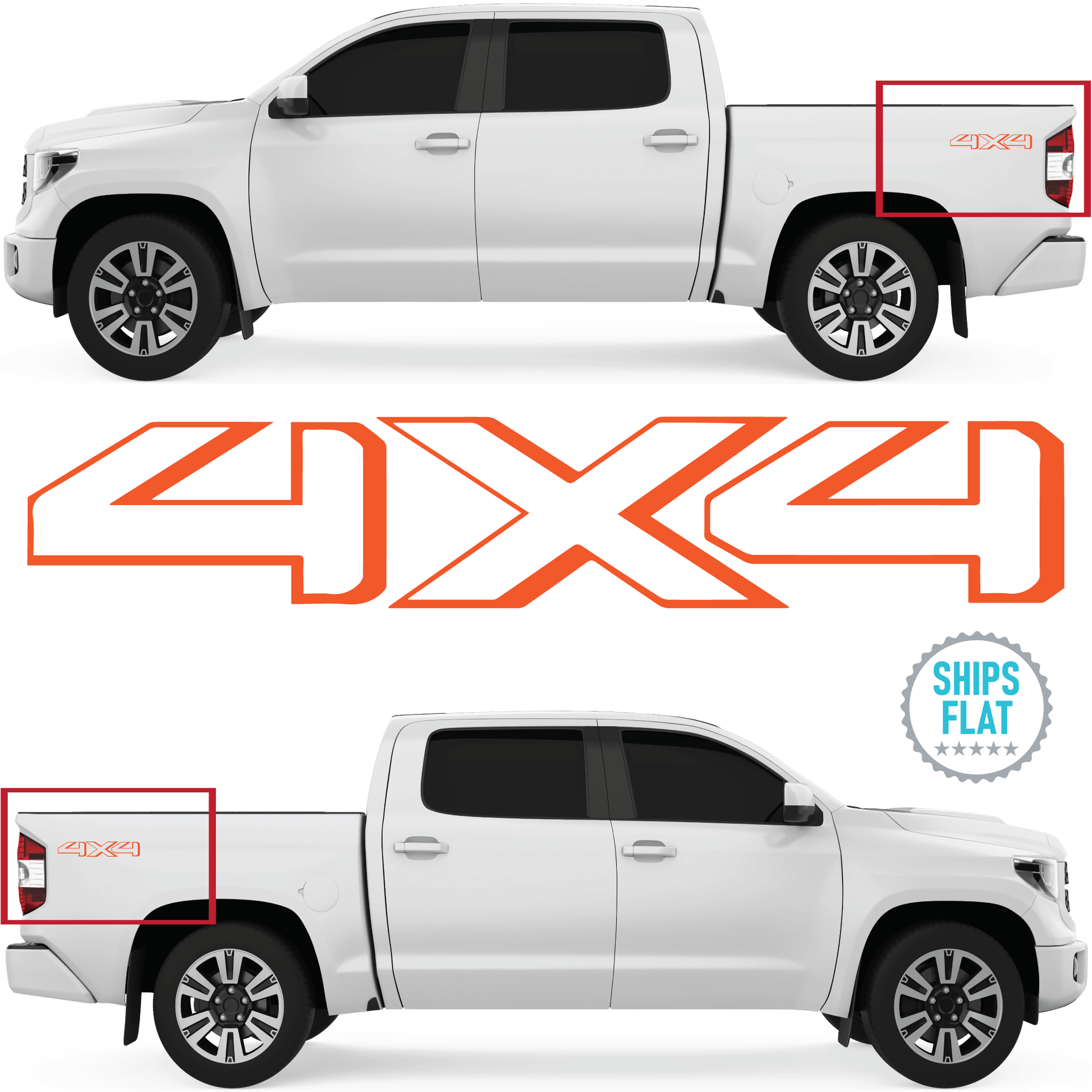 Shop Vinyl Design Tundra Trucks 4 x 4 Replacement Bedside Decals #19 Vehicle 001 Orange Gloss Shop Vinyl Design decals stickers