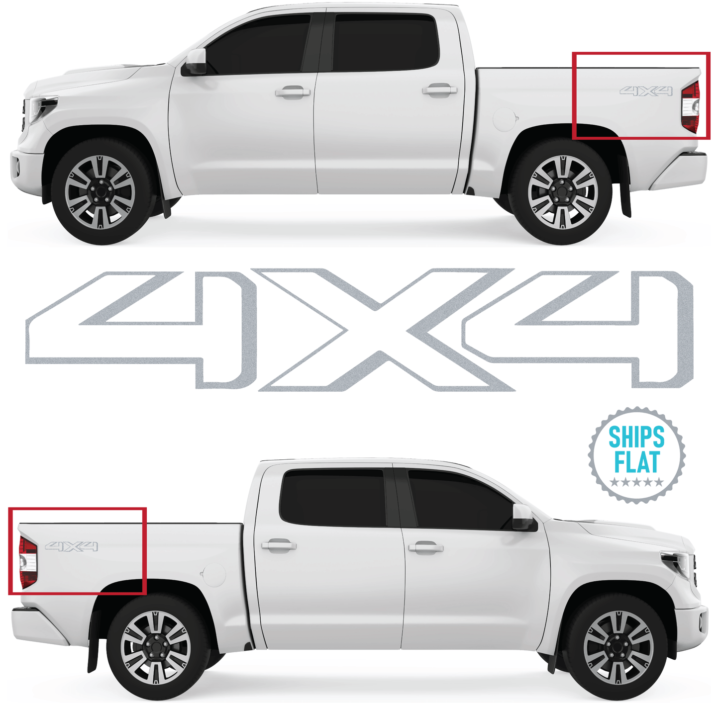 Shop Vinyl Design Tundra Trucks 4 x 4 Replacement Bedside Decals #19 Vehicle 001 Silver Metallic Shop Vinyl Design decals stickers