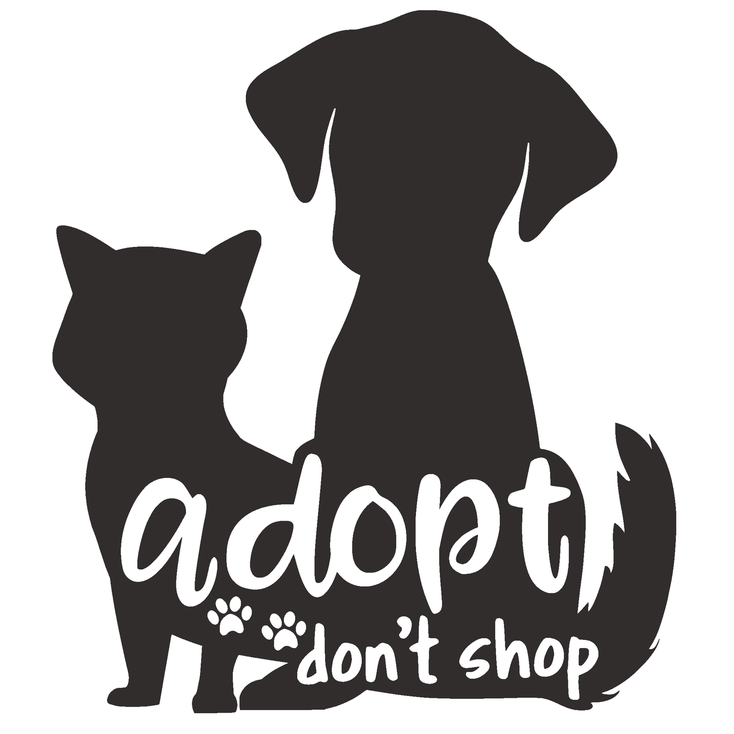 ShopVinylDesignStore.com Adopt Don't Shop. Wide Shop Vinyl Design decals stickers