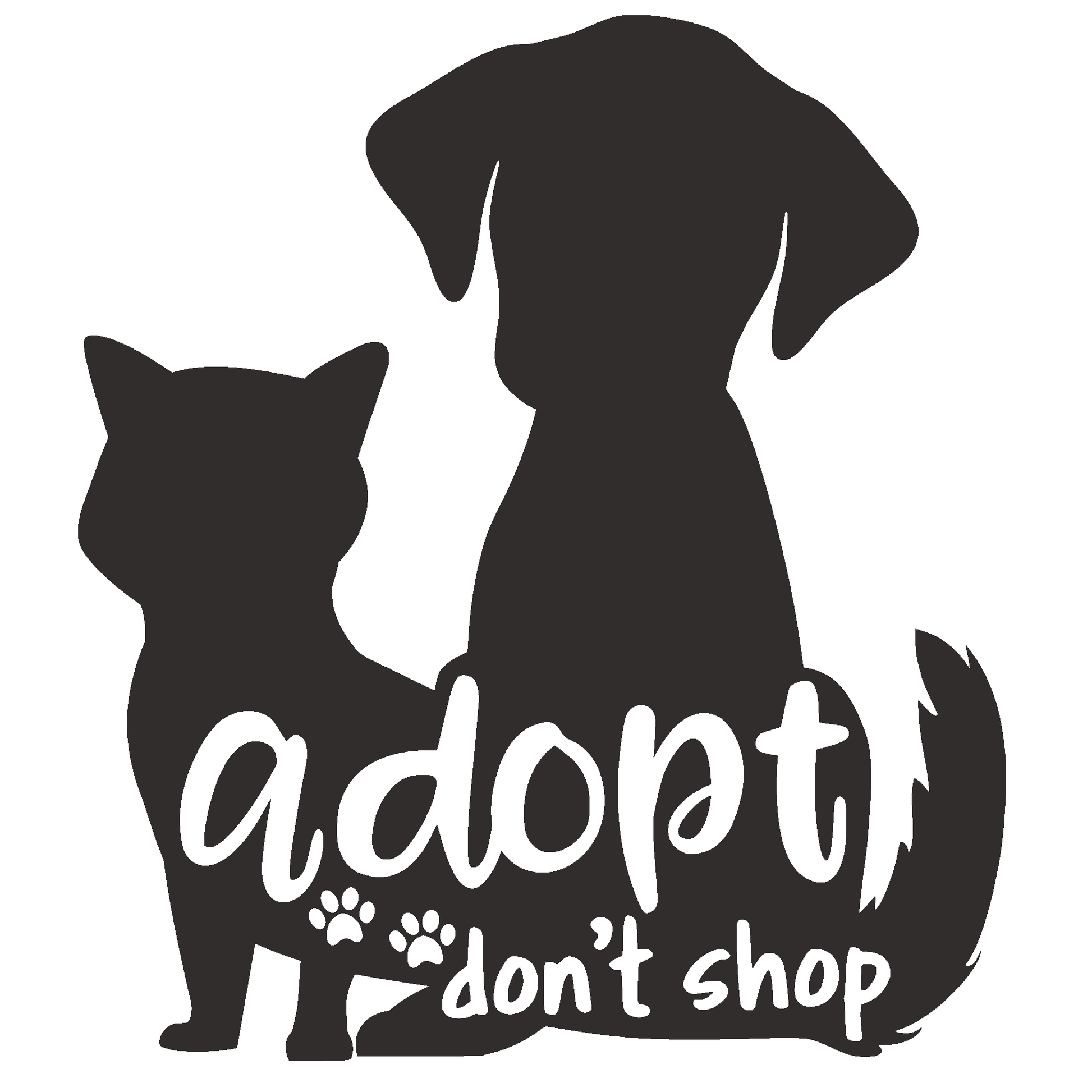ShopVinylDesignStore.com Adopt Don't Shop. Wide Shop Vinyl Design decals stickers
