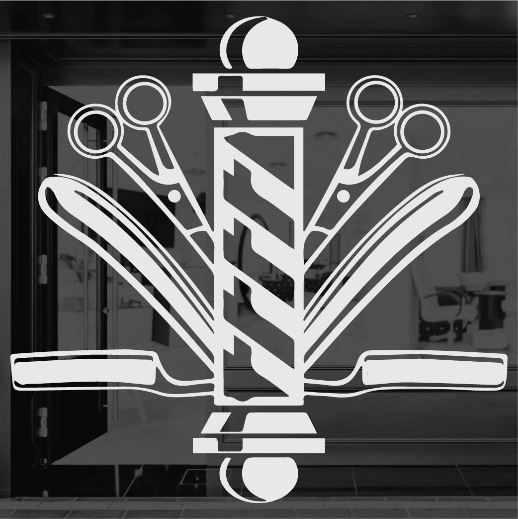 ShopVinylDesignStore.com Barber Shop Style B001 Storefront Shop Vinyl Design decals stickers