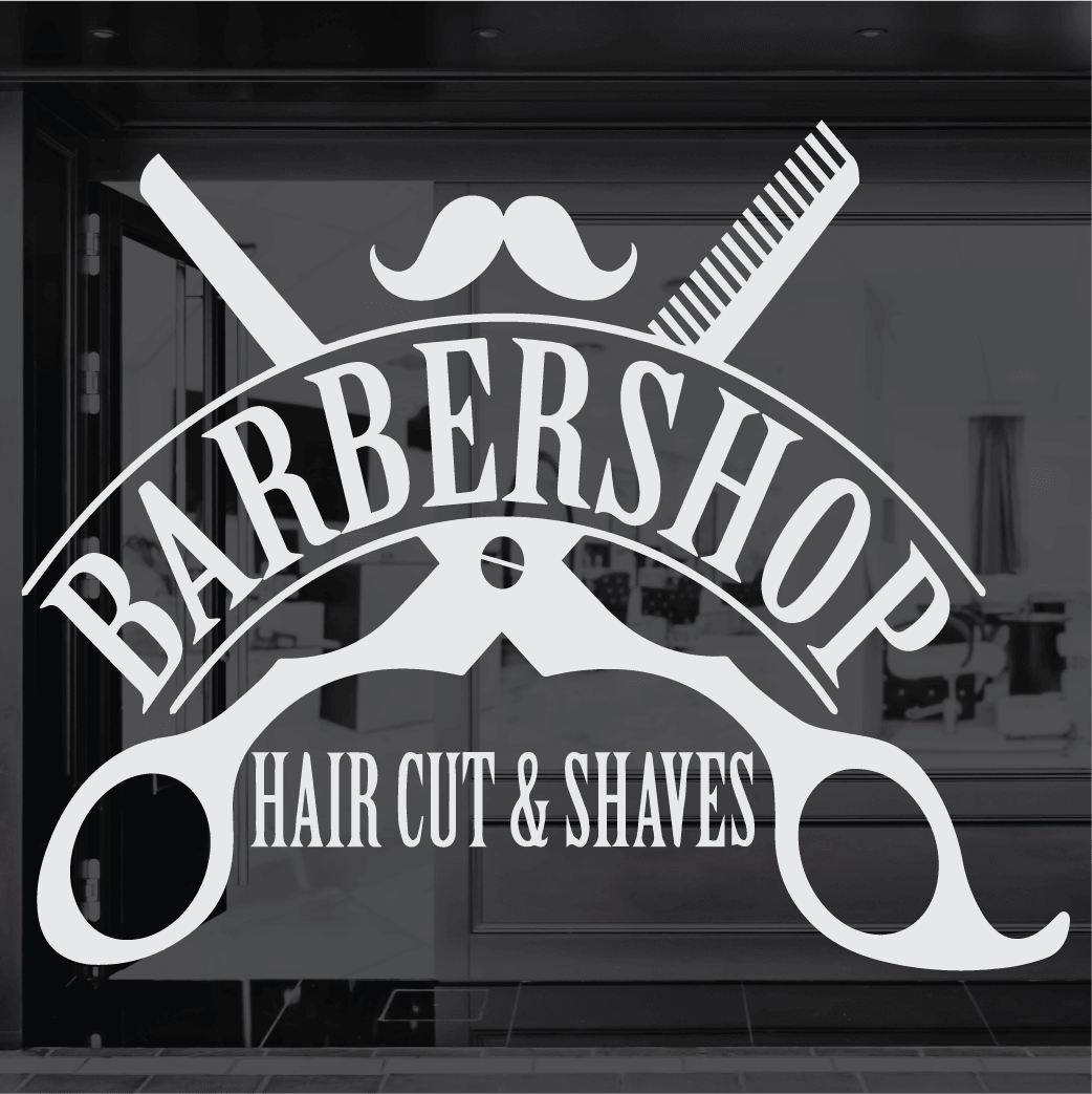 ShopVinylDesignStore.com Barber Shop Style B200 Storefront Shop Vinyl Design decals stickers