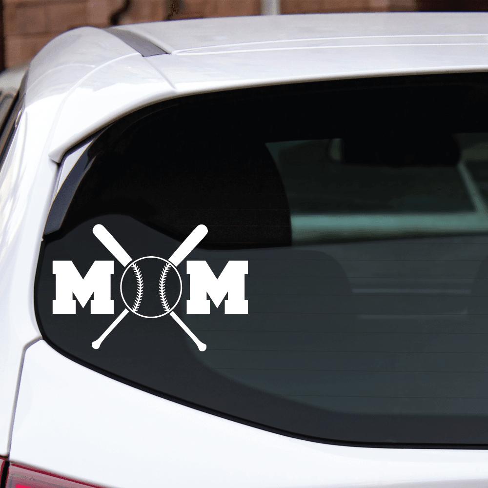 ShopVinylDesignStore.com Baseball or Softball Mom with Bats and Ball Wide Shop Vinyl Design decals stickers