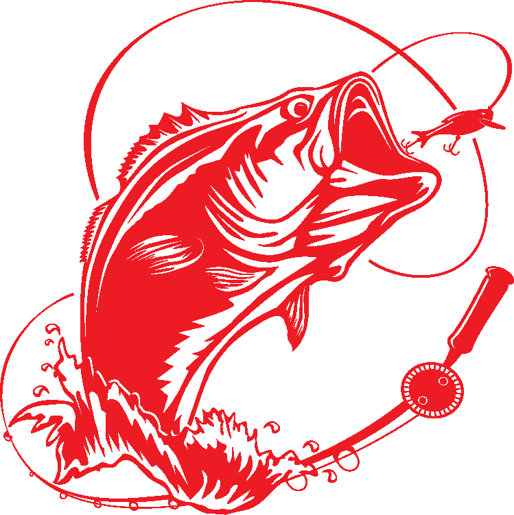 Bass Fish Jumping Out Water with Fishing Pole by Shop Vinyl Design