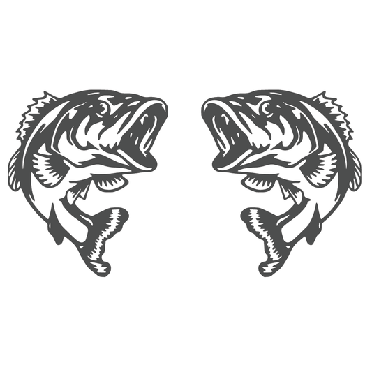 ShopVinylDesignStore.com Bass Fish Jumping Wide Shop Vinyl Design decals stickers