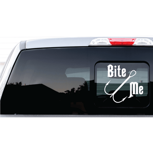 ShopVinylDesignStore.com Bite Me Fish Hook Wide Shop Vinyl Design decals stickers