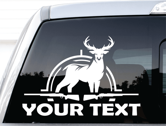 ShopVinylDesignStore.com Buck with Guns Add Your Custom Text custom text 1 line Shop Vinyl Design decals stickers
