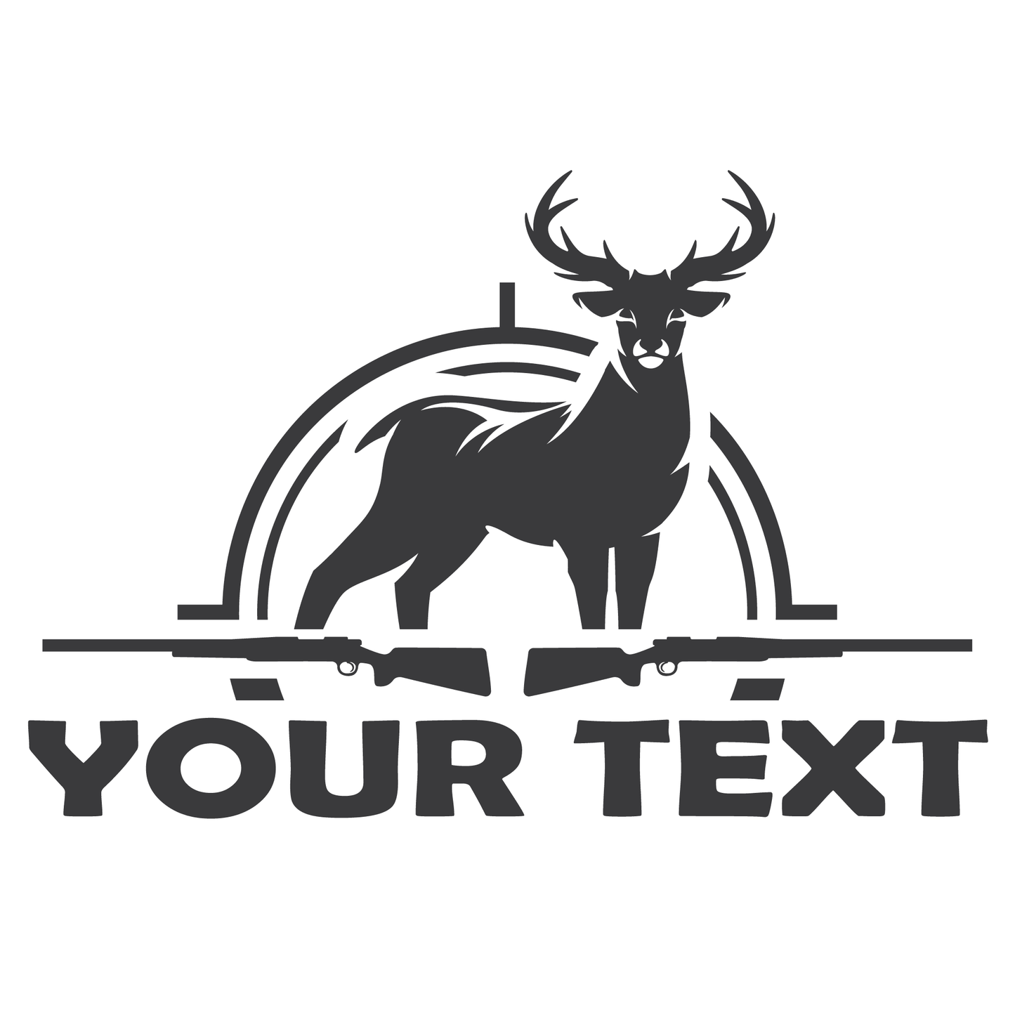 ShopVinylDesignStore.com Buck with Guns Add Your Custom Text custom text 1 line Shop Vinyl Design decals stickers