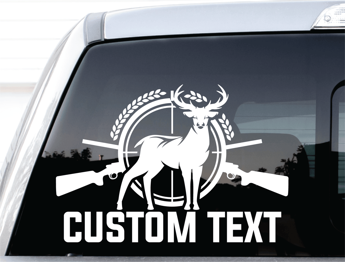 ShopVinylDesignStore.com Buck with Guns Add Your Custom Text Style 002 custom text 1 line Shop Vinyl Design decals stickers