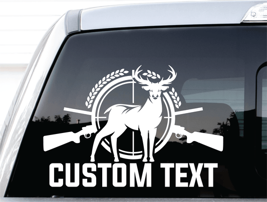 ShopVinylDesignStore.com Buck with Guns Add Your Custom Text Style 002 custom text 1 line Shop Vinyl Design decals stickers