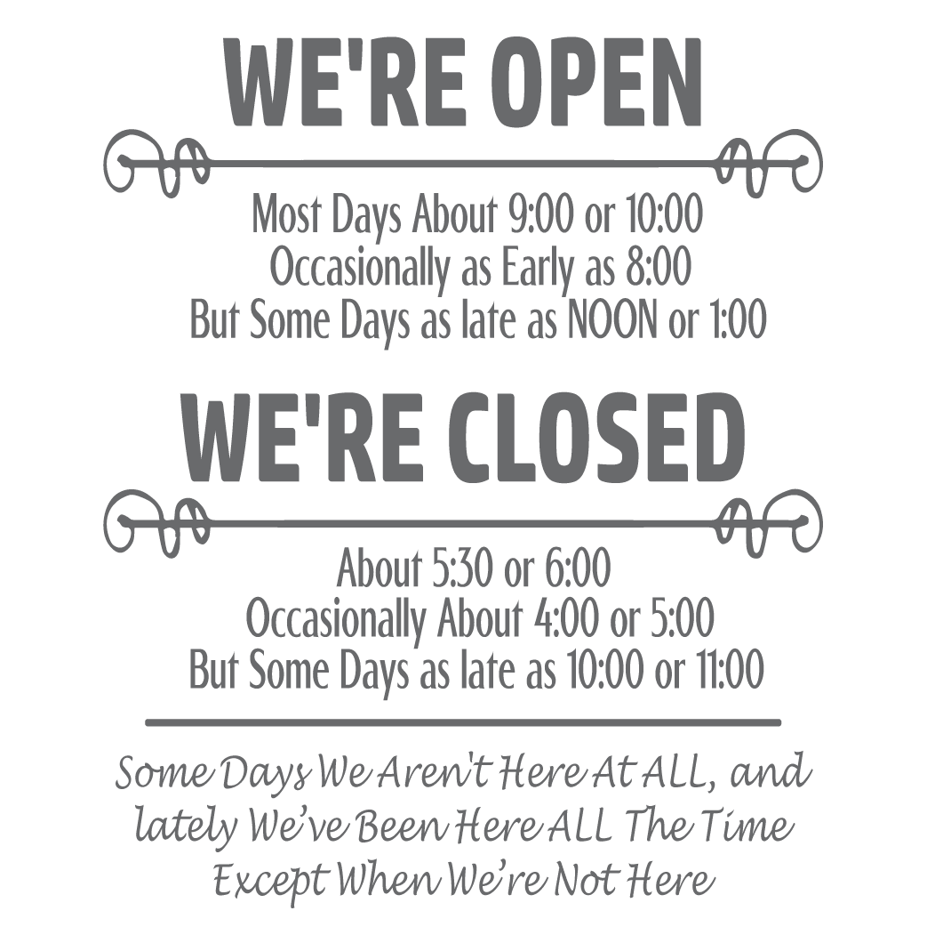 ShopVinylDesignStore.com Business Storefront, We're Open We're Closed Style 005 Storefront Shop Vinyl Design decals stickers