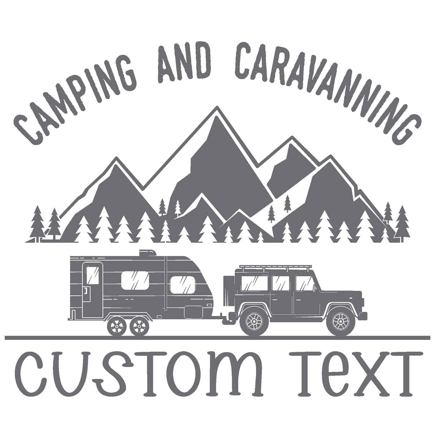 ShopVinylDesignStore.com Camping and Caravanning with CUSTOM TEXT for Corn Hole Boards Wide Style 31 Shop Vinyl Design decals stickers