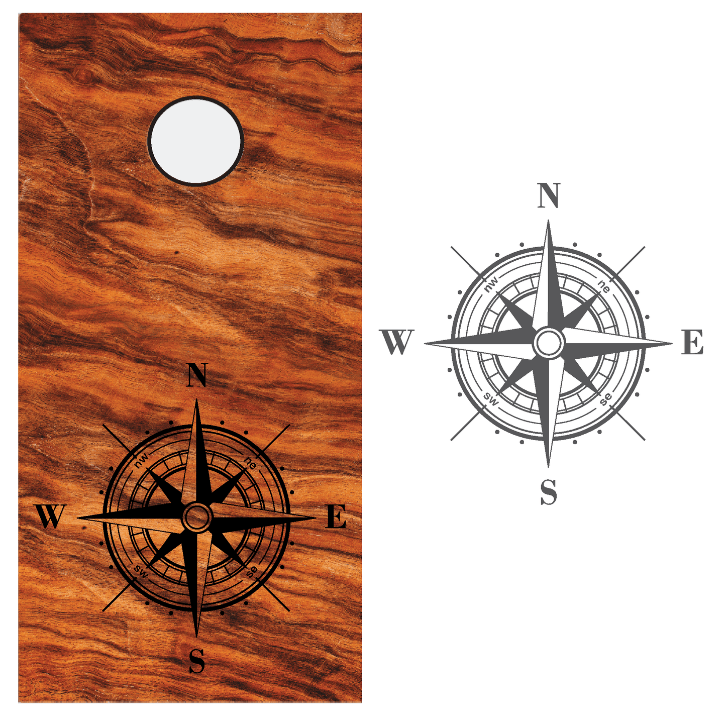 ShopVinylDesignStore.com Compass for Corn Hole Boards Wide Style 11 Shop Vinyl Design decals stickers
