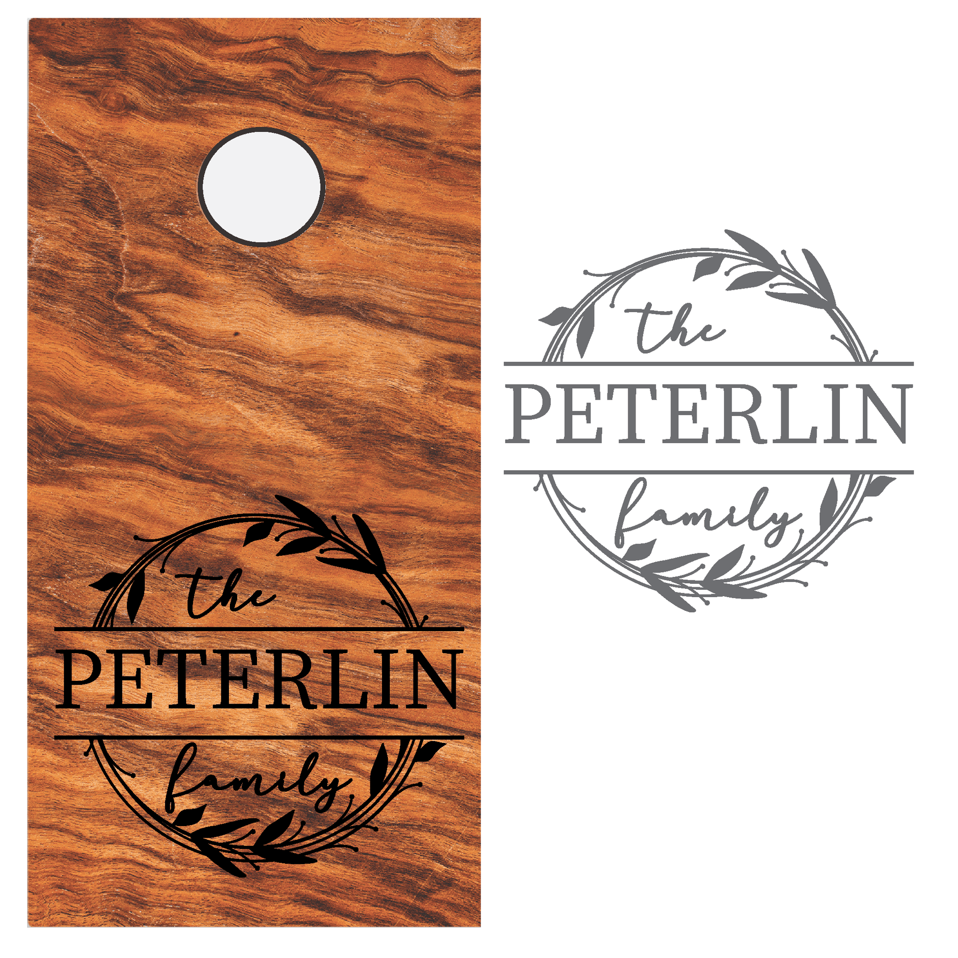 ShopVinylDesignStore.com CUSTOM TEXT (the family) for Corn Hole Boards Wide Style 02 Shop Vinyl Design decals stickers