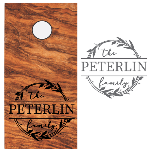 ShopVinylDesignStore.com CUSTOM TEXT (the family) for Corn Hole Boards Wide Style 02 Shop Vinyl Design decals stickers