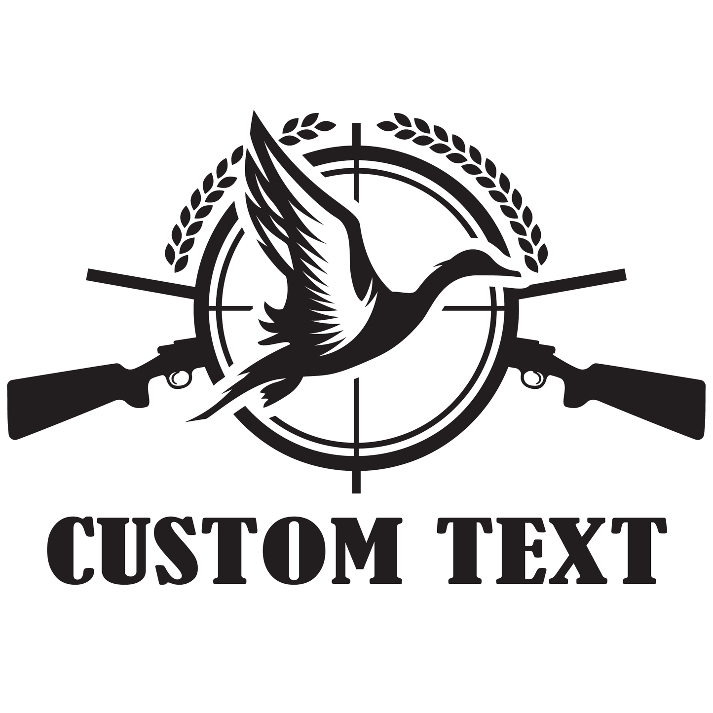 ShopVinylDesignStore.com CUSTOM TEXT with Duck and Guns for Corn Hole Boards Wide Style 26 Shop Vinyl Design decals stickers