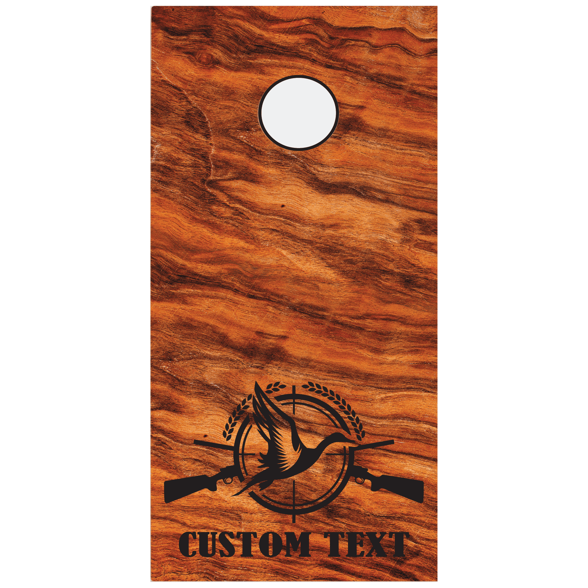 ShopVinylDesignStore.com CUSTOM TEXT with Duck and Guns for Corn Hole Boards Wide Style 26 Shop Vinyl Design decals stickers