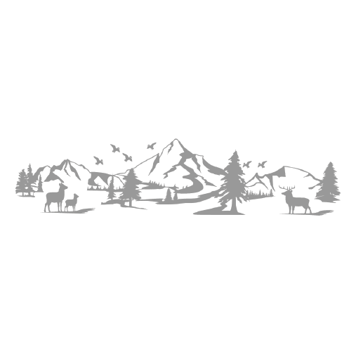 ShopVinylDesignStore.com Deer Herd with Mountain Scenery Wide Shop Vinyl Design decals stickers