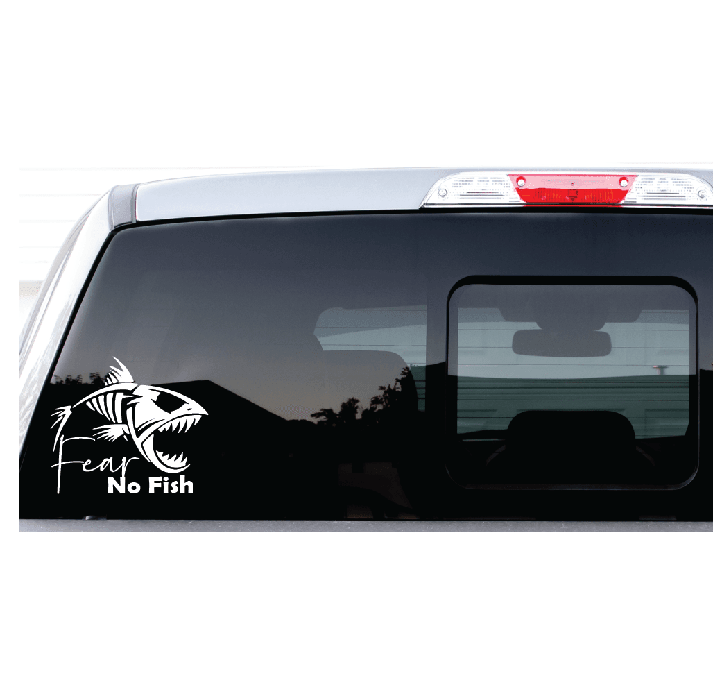 ShopVinylDesignStore.com Fear No Fish Wide Shop Vinyl Design decals stickers
