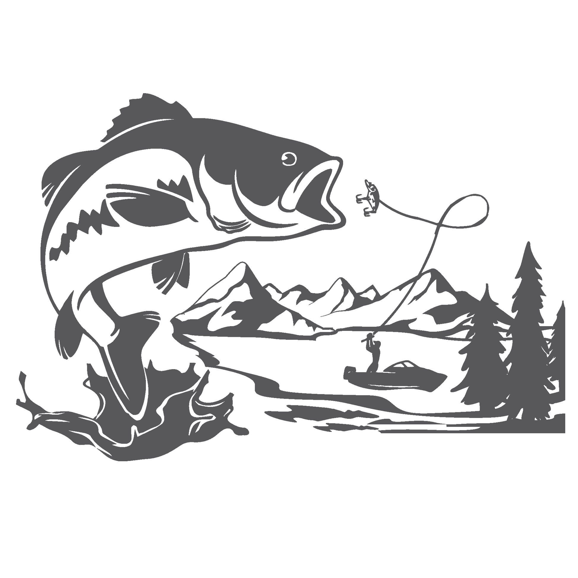 ShopVinylDesignStore.com Fish Jumping for Hook, Over The Lake for Corn Hole Boards Wide Style 03 Shop Vinyl Design decals stickers