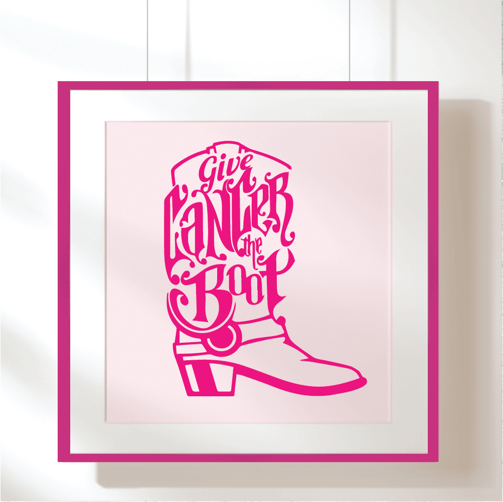 ShopVinylDesignStore.com Give Cancer The Boot Wide Shop Vinyl Design decals stickers