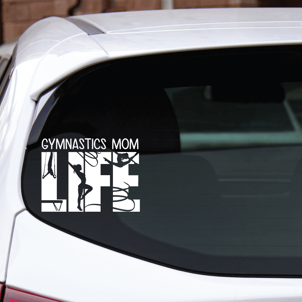 ShopVinylDesignStore.com Gymnastics Mom Life Wide Shop Vinyl Design decals stickers