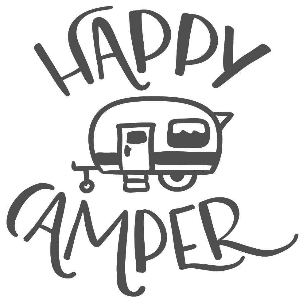 ShopVinylDesignStore.com Happy Camper Wide Shop Vinyl Design decals stickers