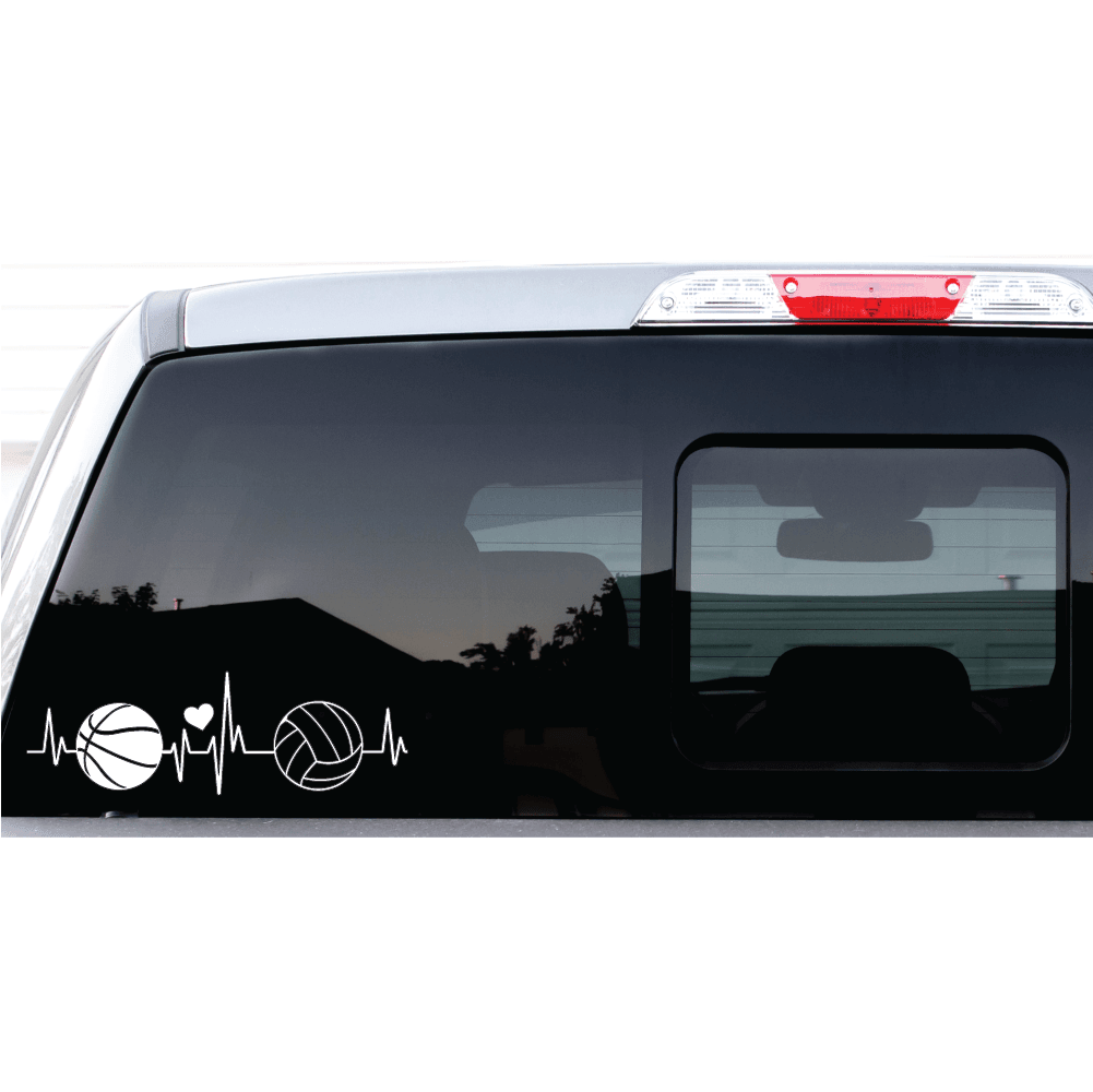 ShopVinylDesignStore.com Heartbeat Basketball and Volleyball with Heart Wide Shop Vinyl Design decals stickers