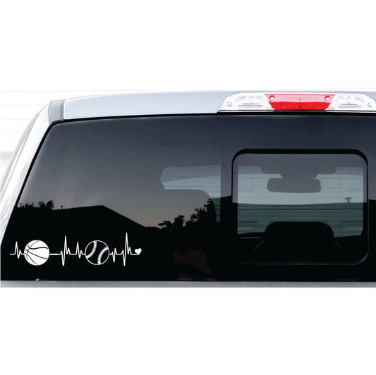 ShopVinylDesignStore.com Heartbeat Basketball Softball with Heart Wide Shop Vinyl Design decals stickers