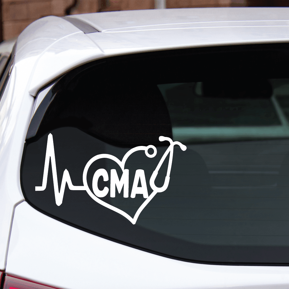 ShopVinylDesignStore.com Heartbeat CMA for Certified Medical Assistant Wide Shop Vinyl Design decals stickers