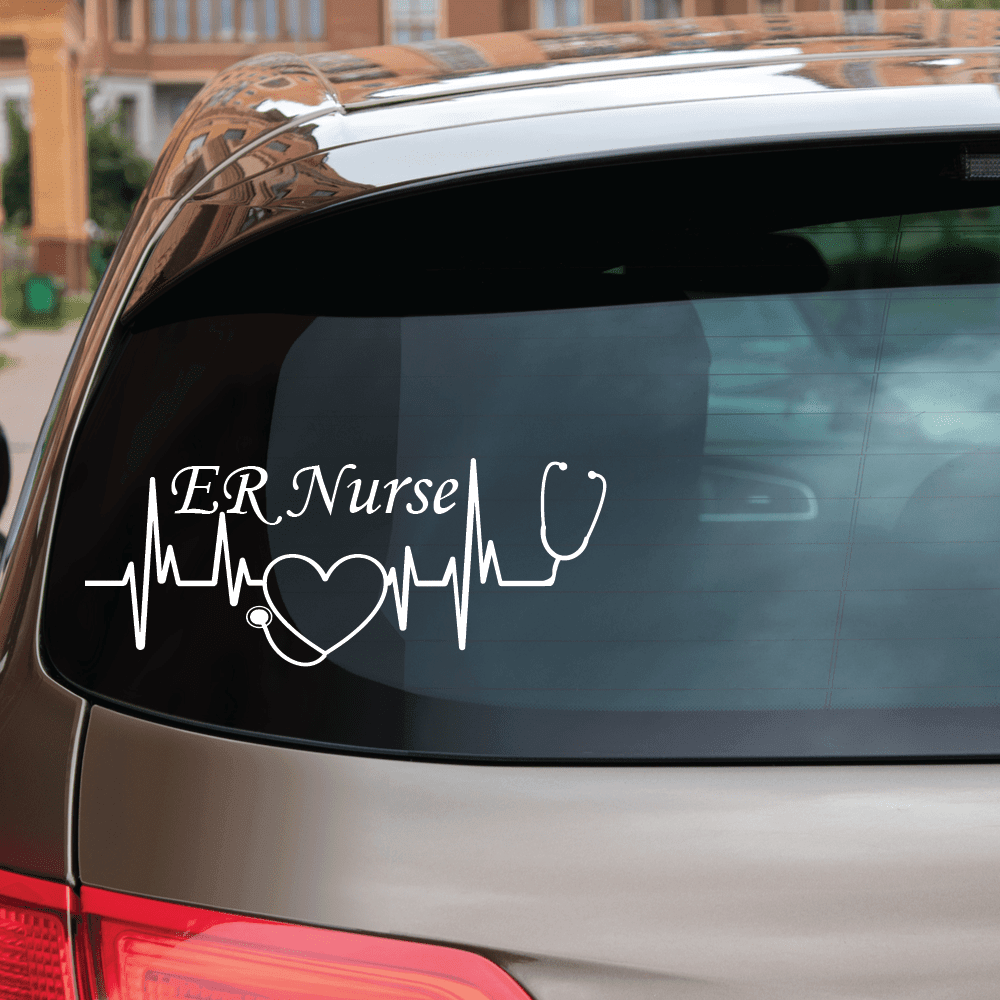 ShopVinylDesignStore.com Heartbeat ER Nurse for Emergency Room Wide Shop Vinyl Design decals stickers