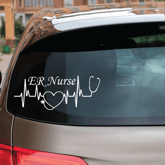 ShopVinylDesignStore.com Heartbeat ER Nurse for Emergency Room Wide Shop Vinyl Design decals stickers