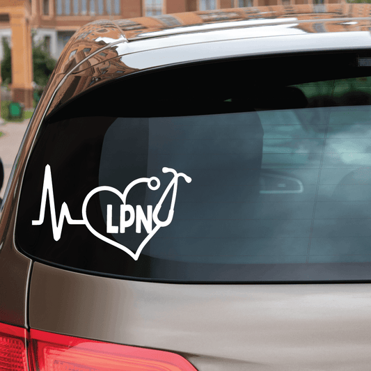 ShopVinylDesignStore.com Heartbeat LPN for Licensed Practical Nurse Wide Shop Vinyl Design decals stickers