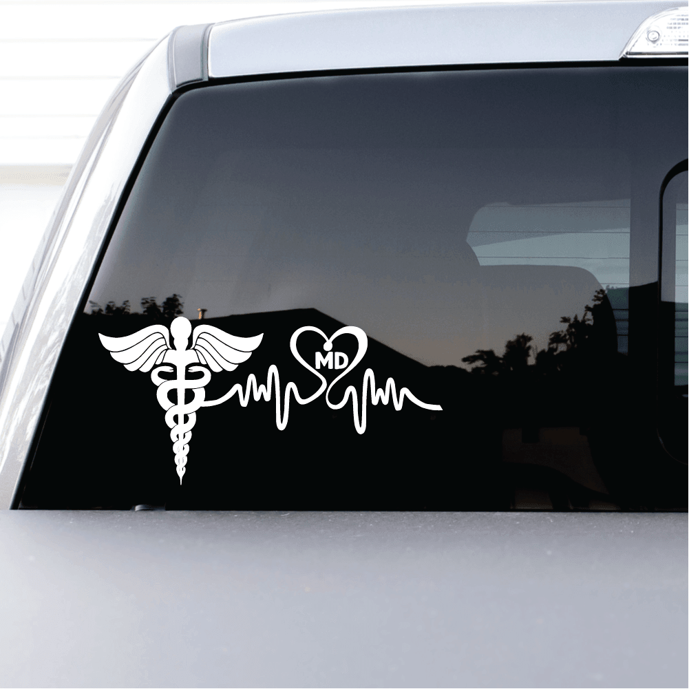 ShopVinylDesignStore.com Heartbeat MD for Medical Doctor Wide Shop Vinyl Design decals stickers