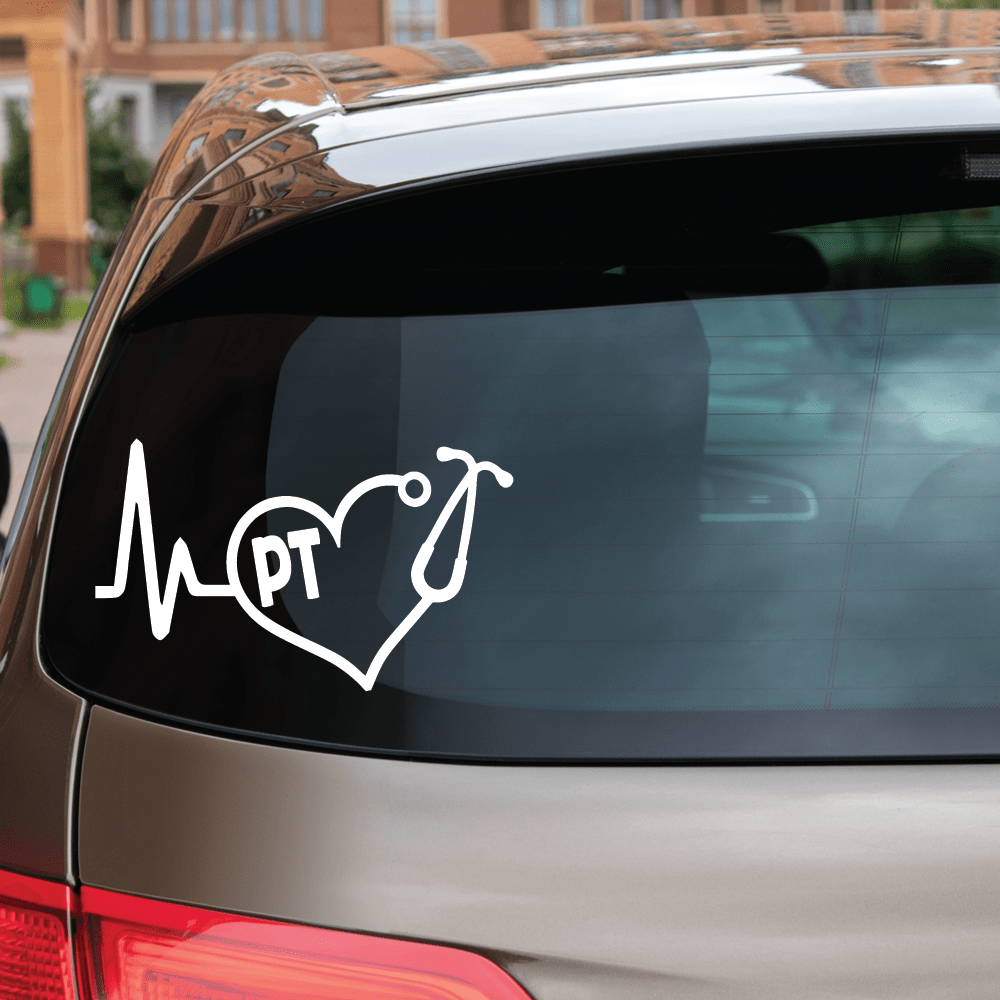 ShopVinylDesignStore.com Heartbeat PT for Physical Therapist Wide Shop Vinyl Design decals stickers