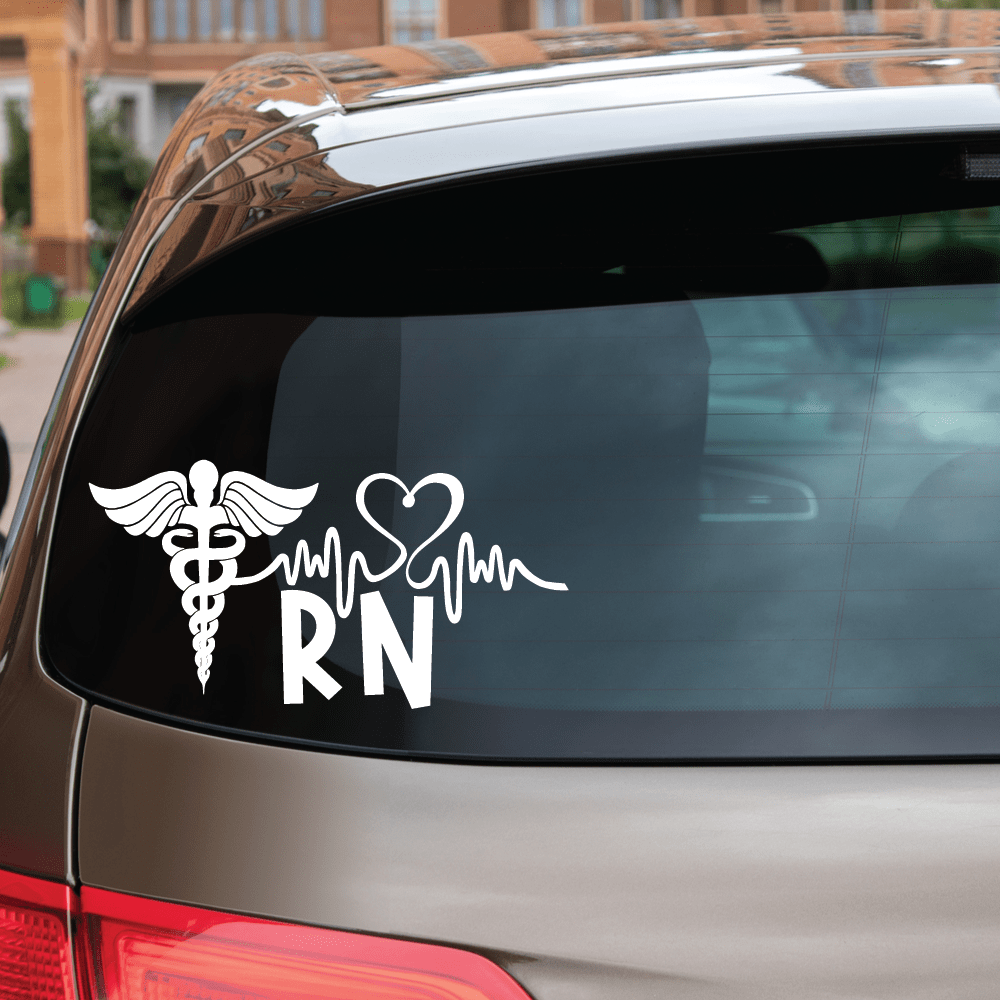 ShopVinylDesignStore.com Heartbeat RN for Registered Nurse Style A1 Wide Shop Vinyl Design decals stickers