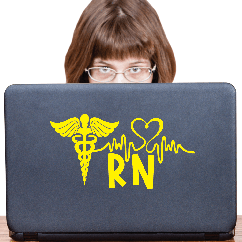 ShopVinylDesignStore.com Heartbeat RN for Registered Nurse Style A1 Wide Shop Vinyl Design decals stickers